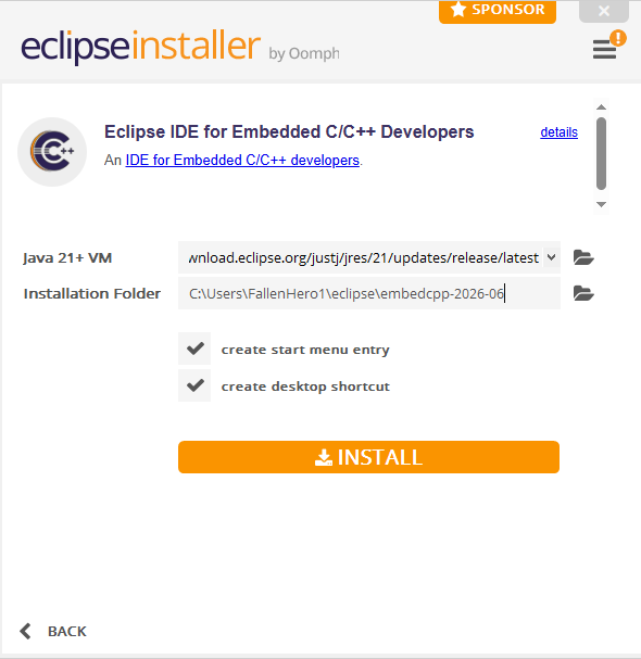 Проверяем каталог и запускаем установку Eclipse.  